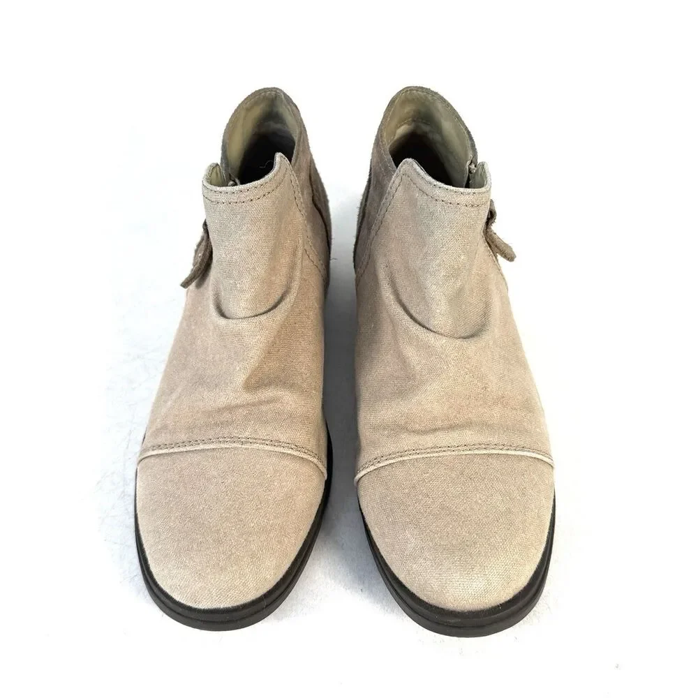 Sorel Womens Chukka Boots 6.5 Beige Canvas Zip Ankle Major Booties NL2162-265
